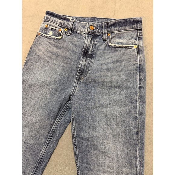 GAP Cheeky Straight Sky High Jeans Women's Size 28 Medium Wash Raw Hem - Picture 2 of 12